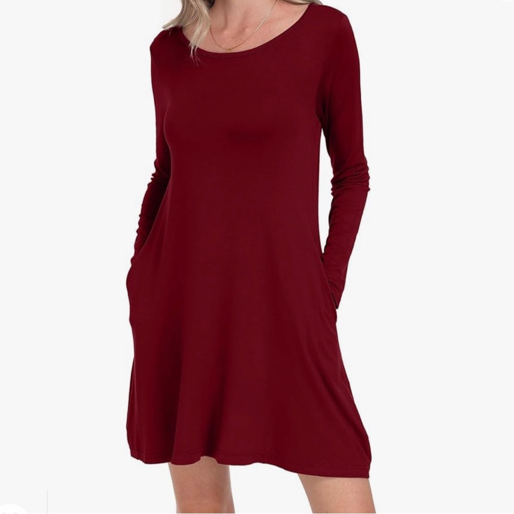 Women's Long Sleeve Pockets Casual Loose T-Shirt Dress SMALL never worn